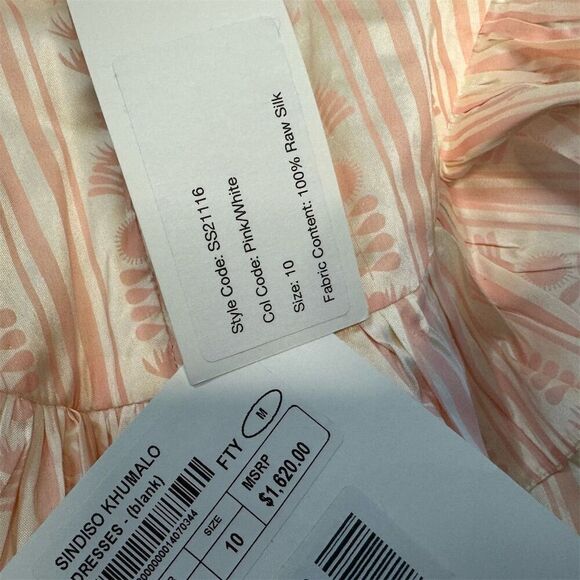 Sindiso Khumalo NWT Pink Ruffled Silk Mini Dress Size UK 10/US 6 - Picture 10 of 12